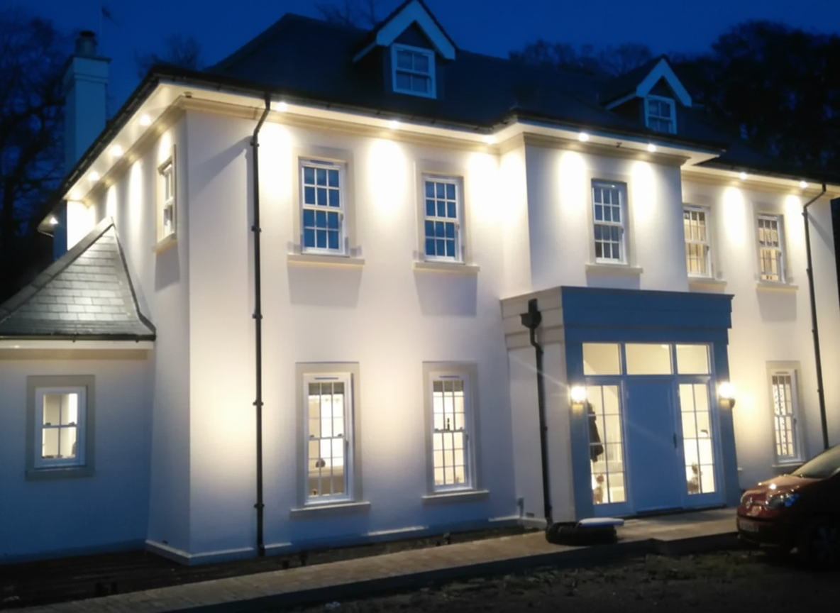 Large white new build house